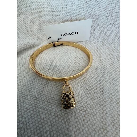 NWT Coach Quilted Padlock Bangle Bracelet $125 - Picture 2 of 5